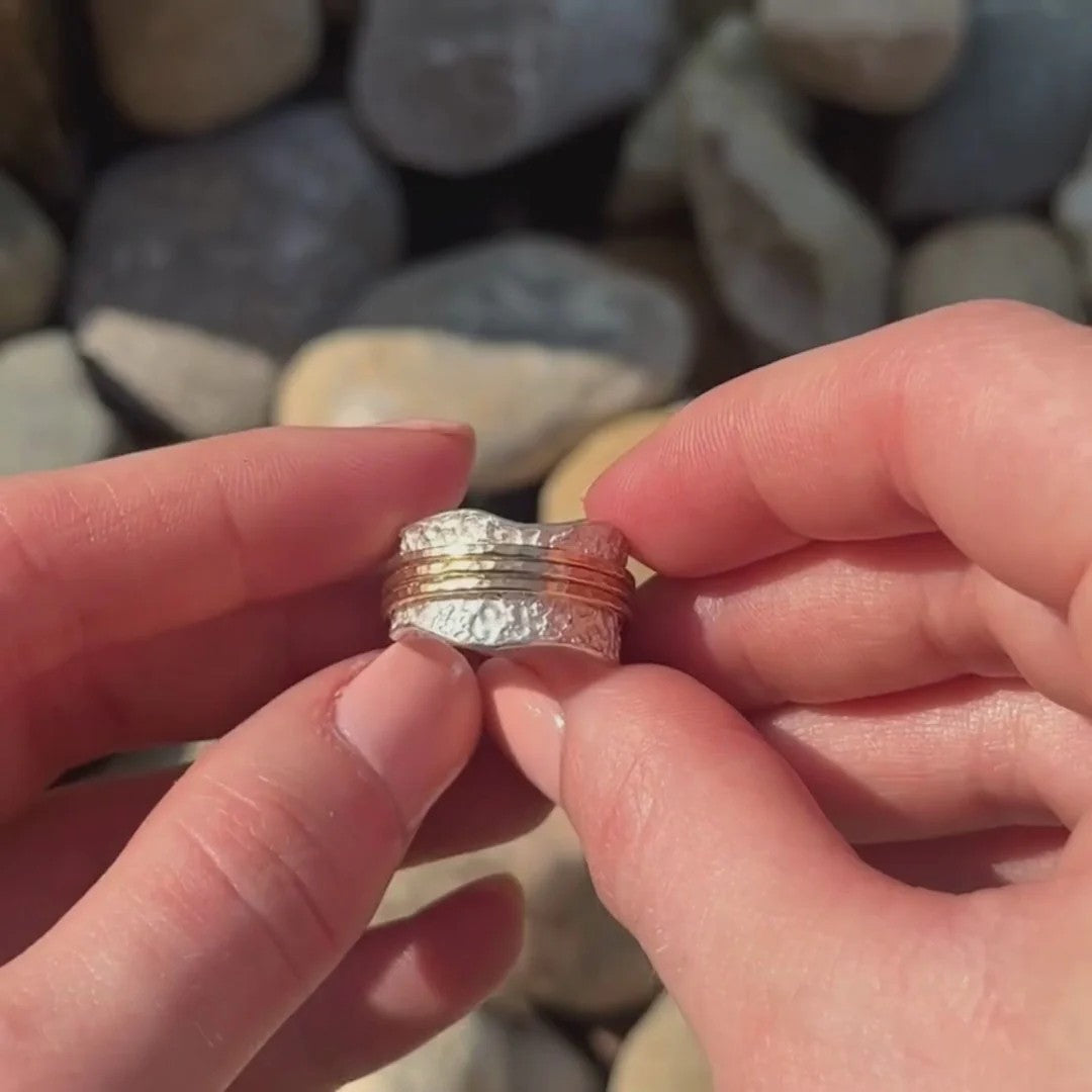 Bianca - Zeitloser drehbarer Ring aus Gold und Silber