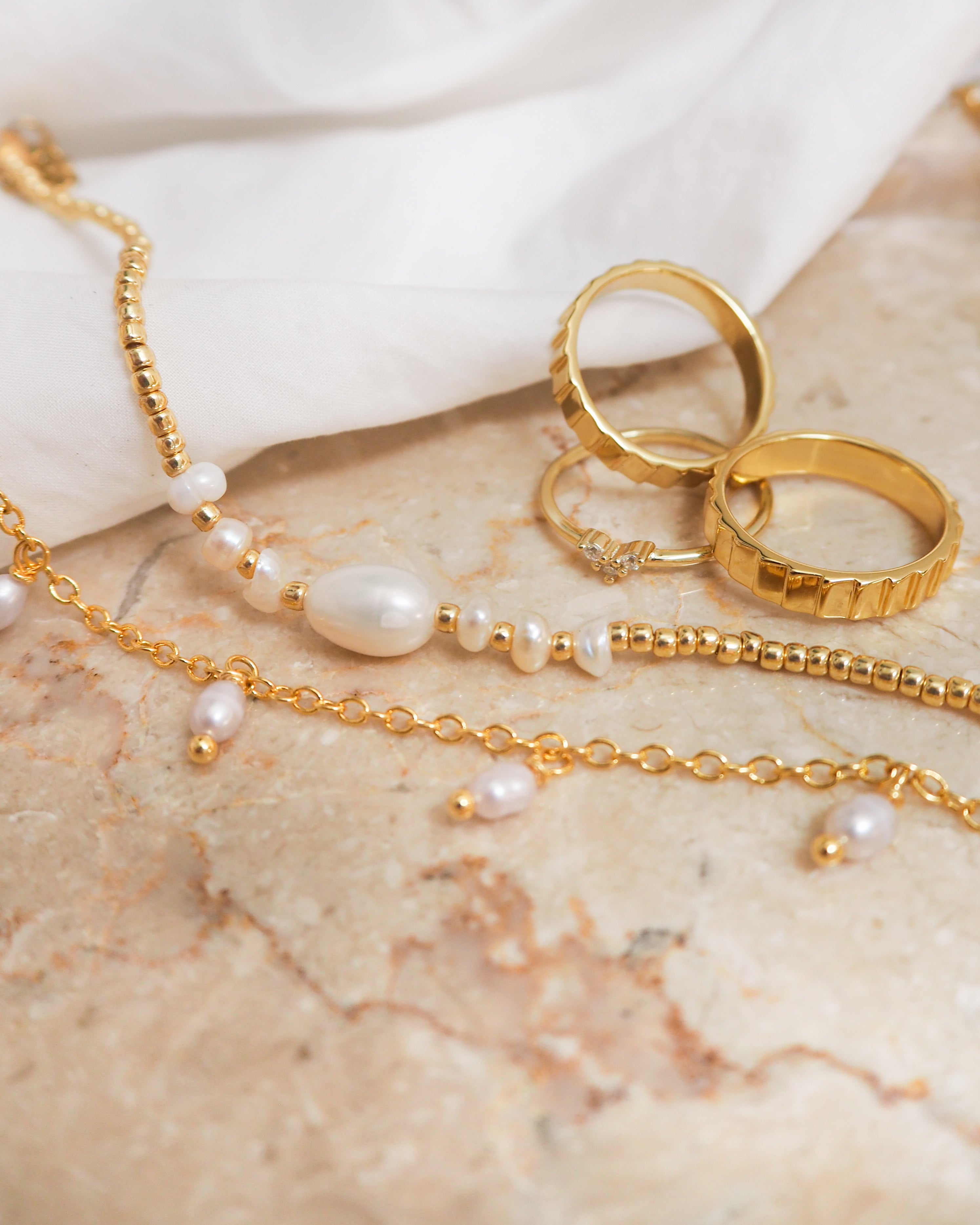 Goldene Süßwasser-Anklet-Kette