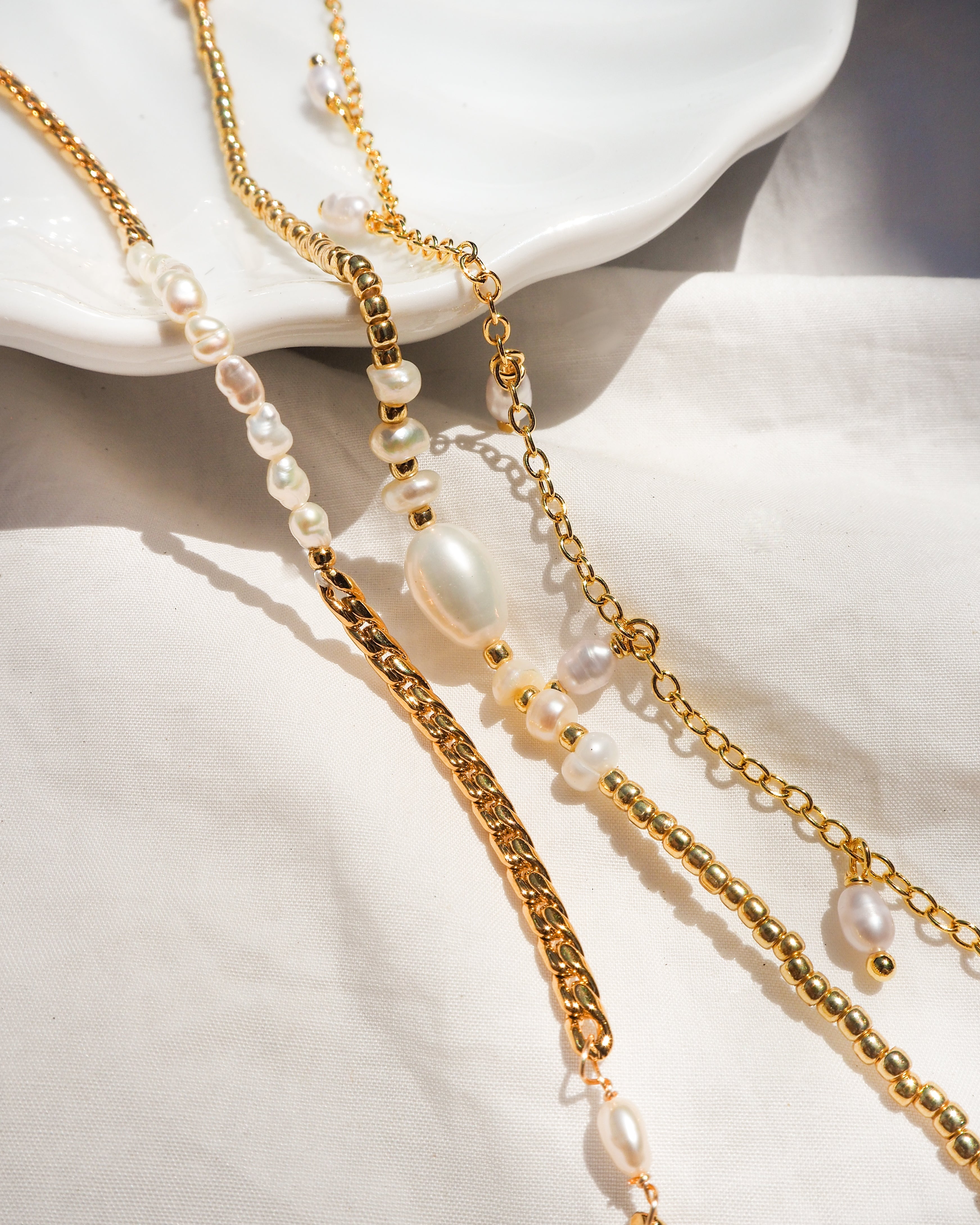 Goldene Süßwasser-Anklet-Kette