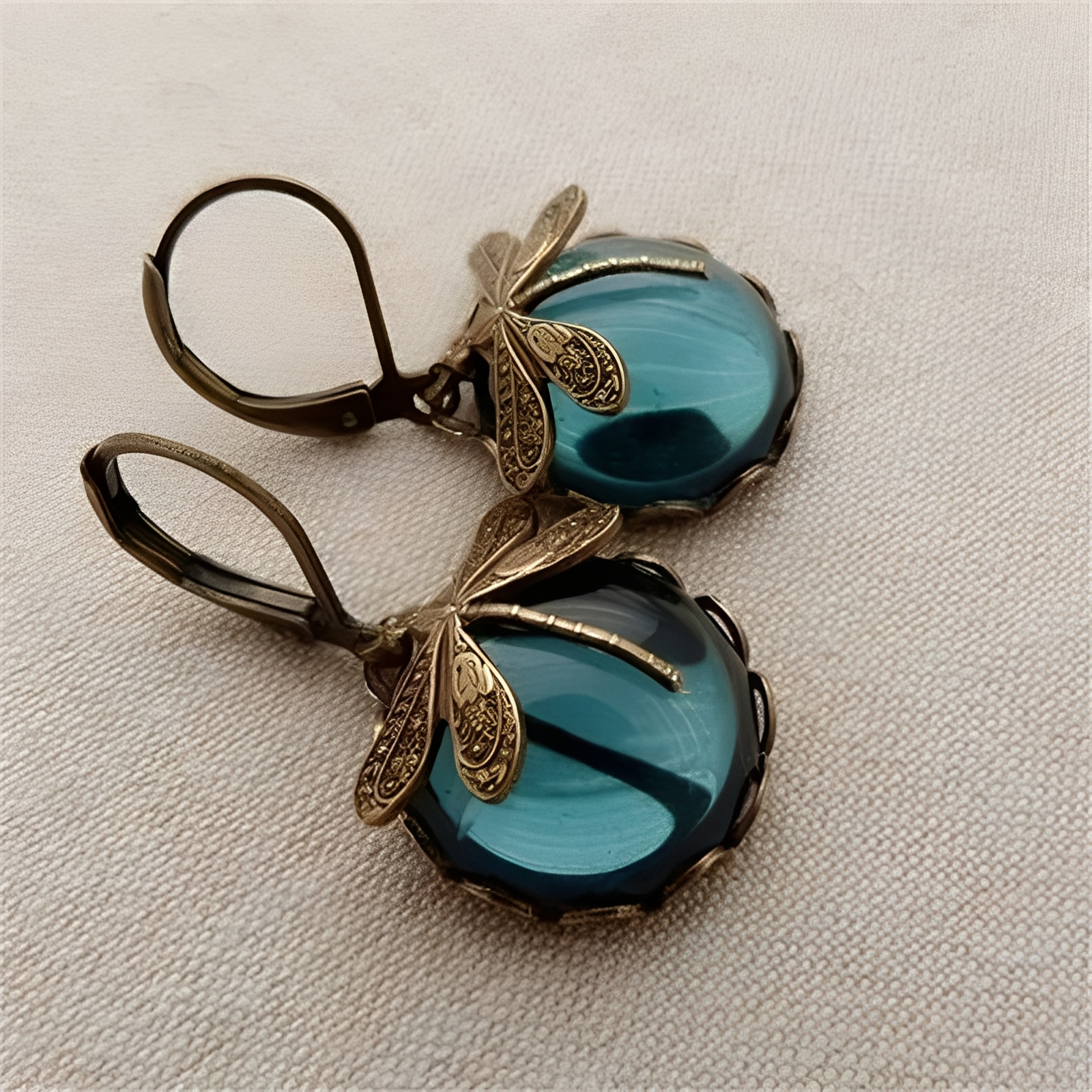 Elandra – Ohrringe in Form einer Libelle aus antikem Gold