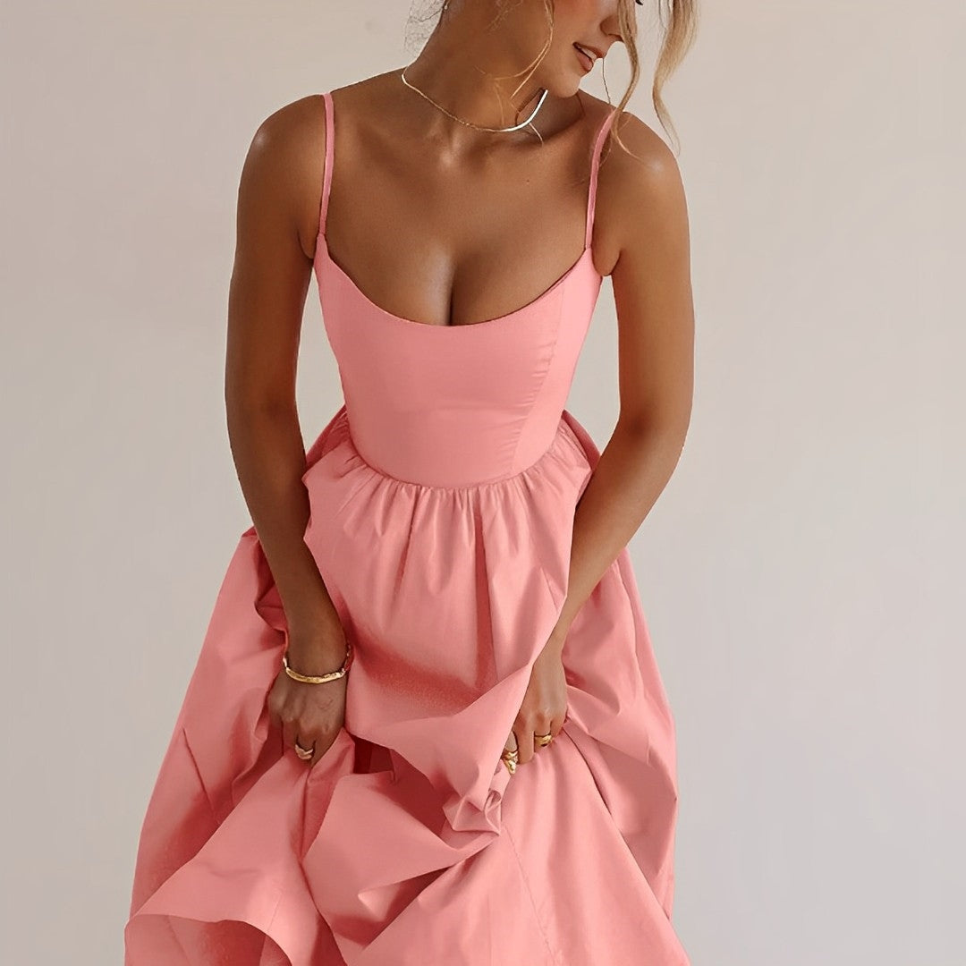 Fabiana - Kleid mit dünnen Trägern und gerafften Details