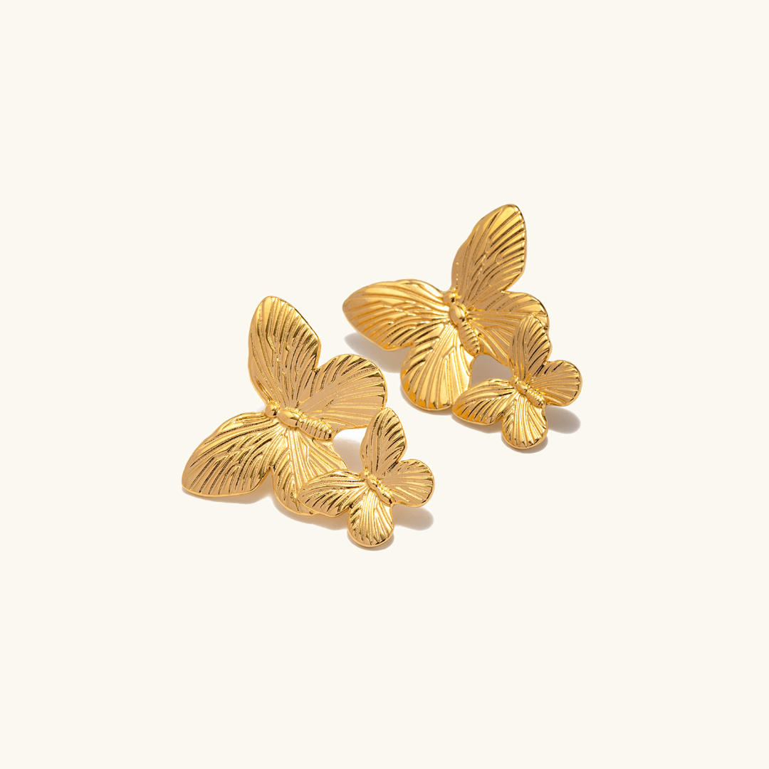 Mariah - Goldohrringe in Schmetterlingsform