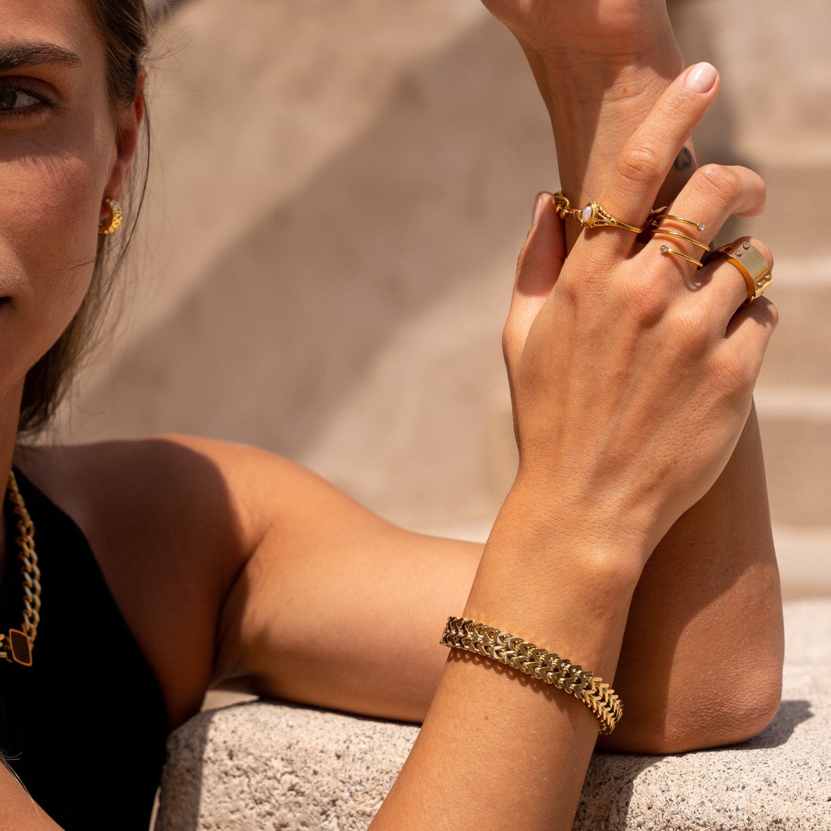Eden – Texturiertes 18K vergoldetes Armband
