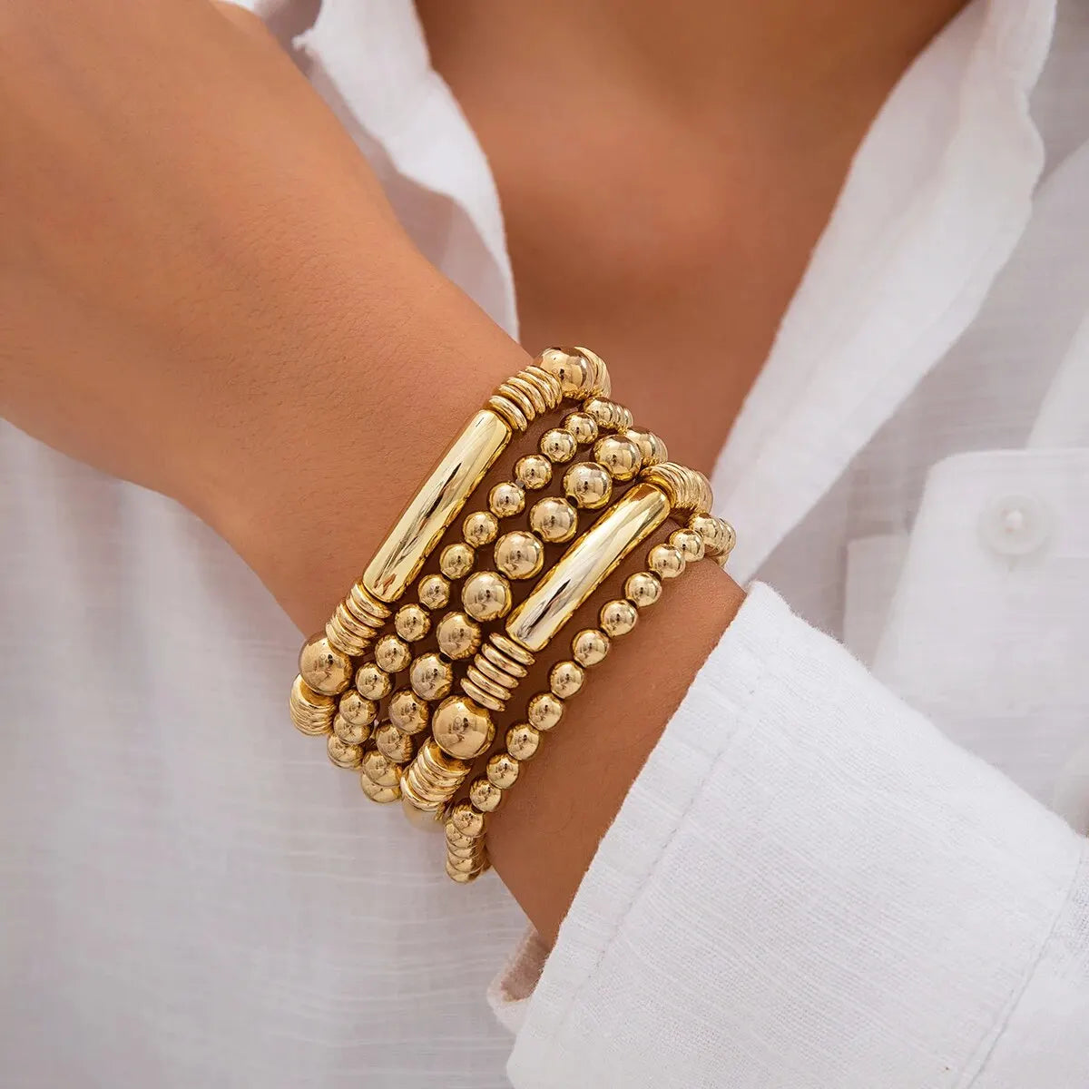 Mira – Set aus 5 stapelbaren Perlenarmbändern