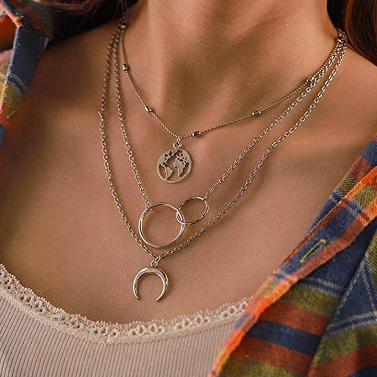 Erde-Halskette - Boho-Lagen-Set