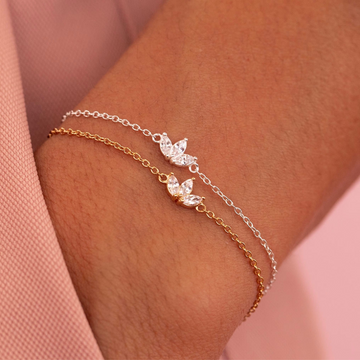 Drei Zirkonia-Blumen - Kettenarmband