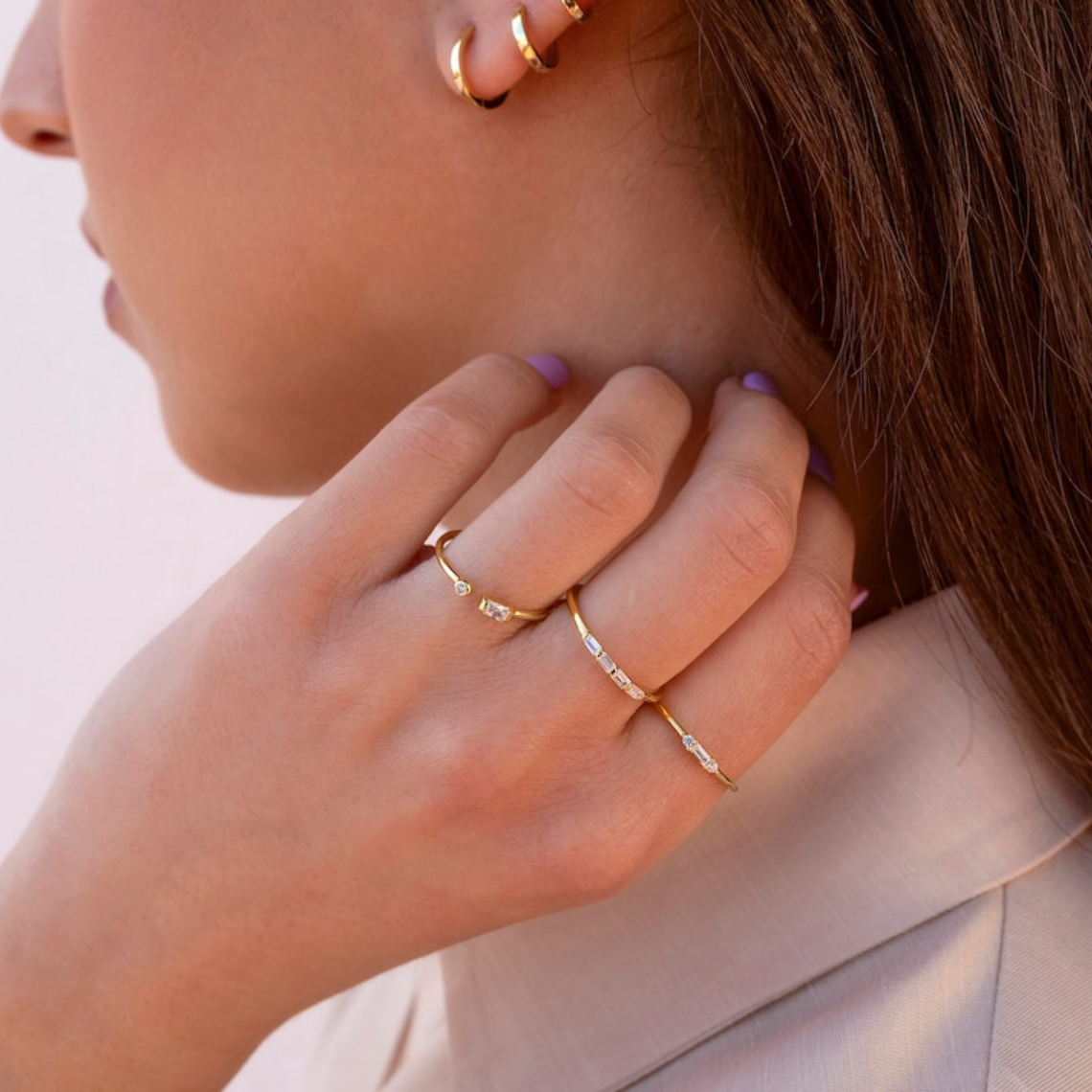 Kleines Baguette - Zierlicher CZ-Ring