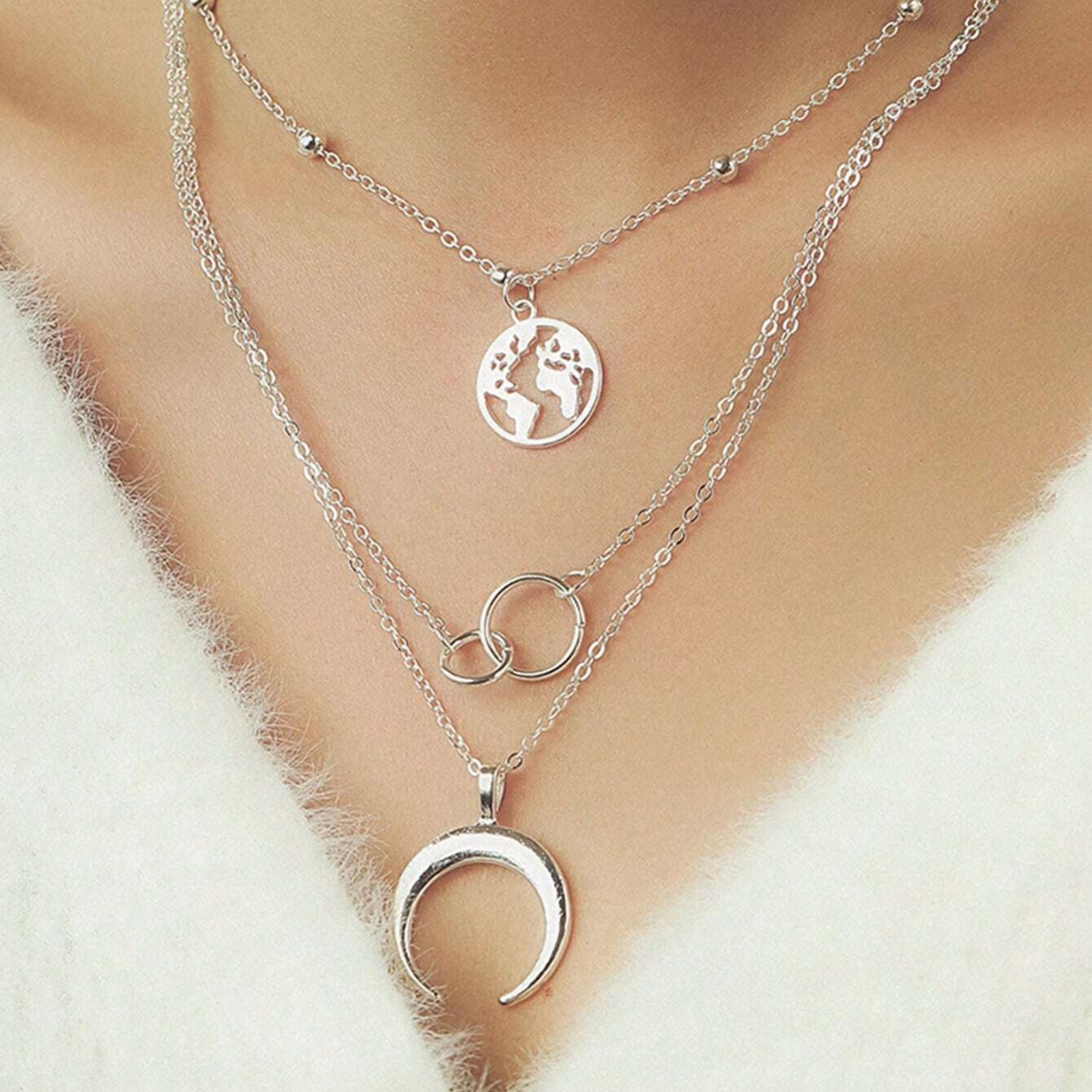 Erde-Halskette - Boho-Lagen-Set