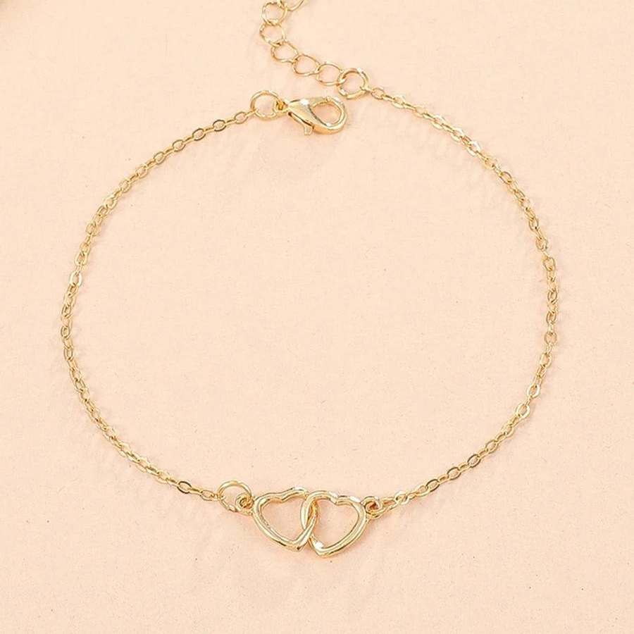 Minimalistische Herzfußkette - Fußkette mit Herzgliedern