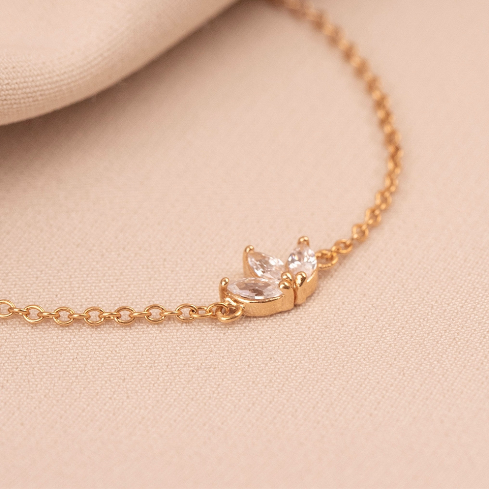 Drei Zirkonia-Blumen - Kettenarmband