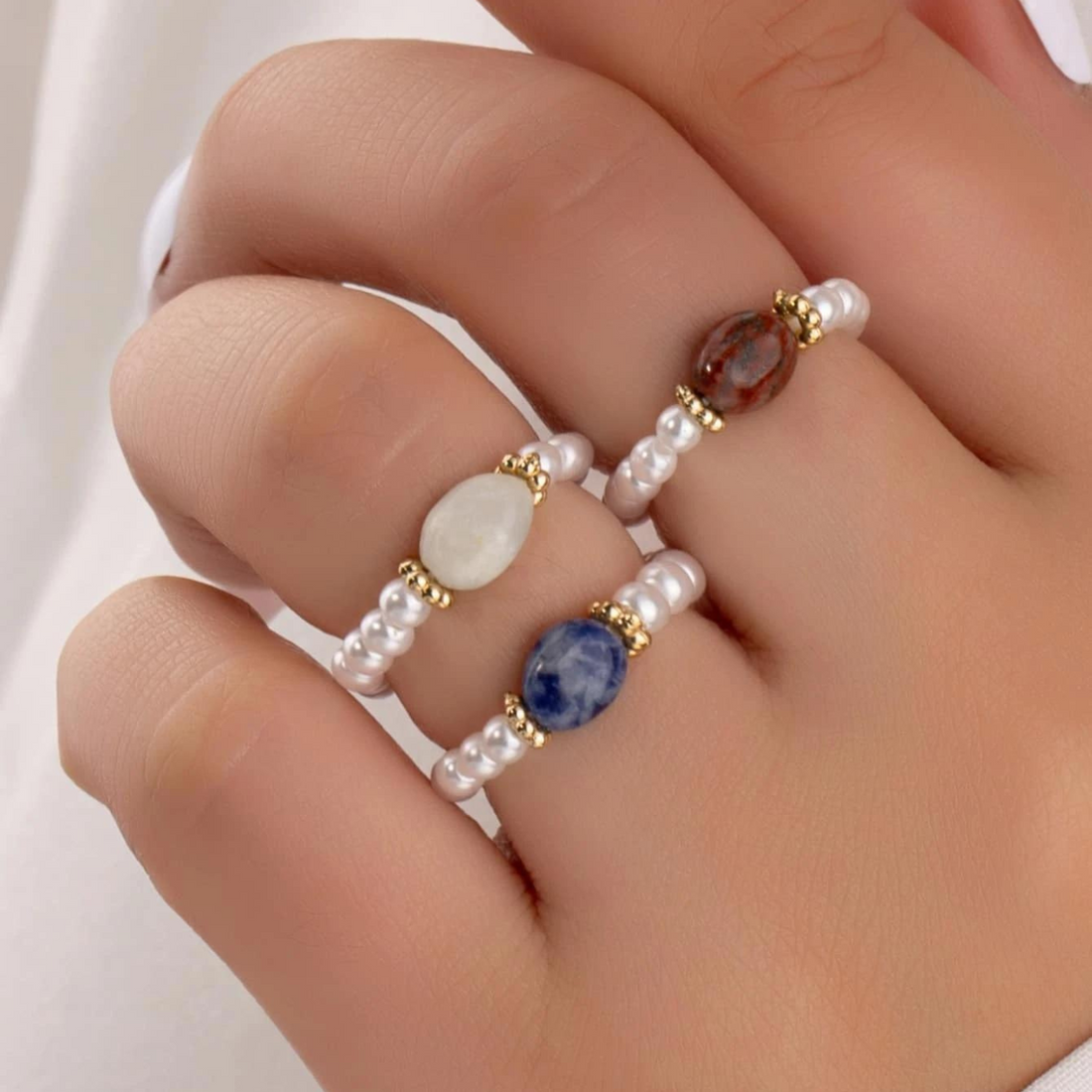 Perla de piedra - Vintage Perlenring