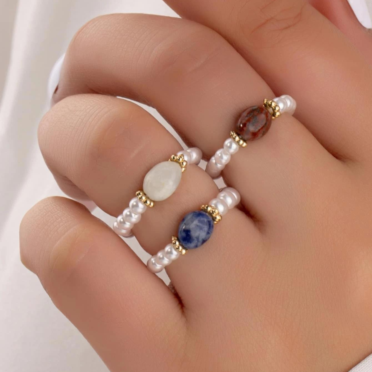 Perla de piedra - Vintage Perlenring