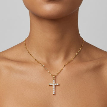 Noah – Goldenes Halsband mit Zirkonia-Kreuz