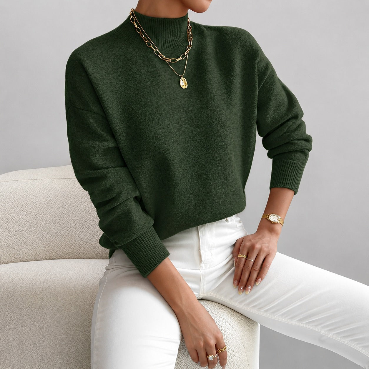 Roxana - Eleganter Damenpullover mit mittelhohem Kragen