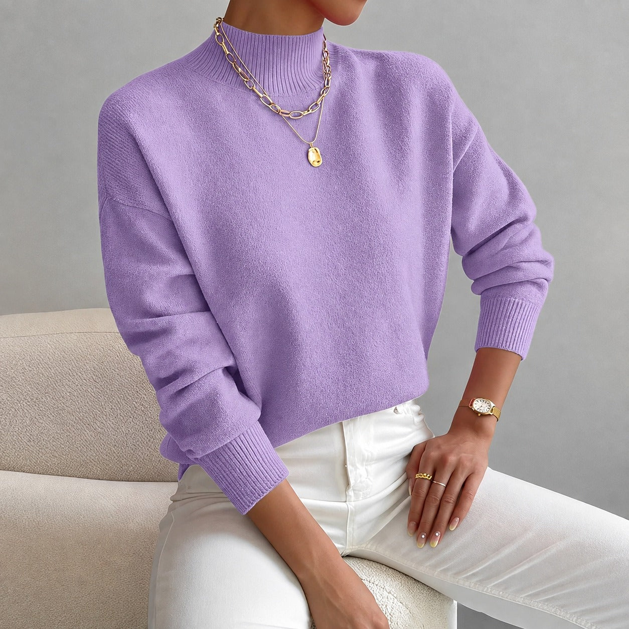 Roxana - Eleganter Damenpullover mit mittelhohem Kragen