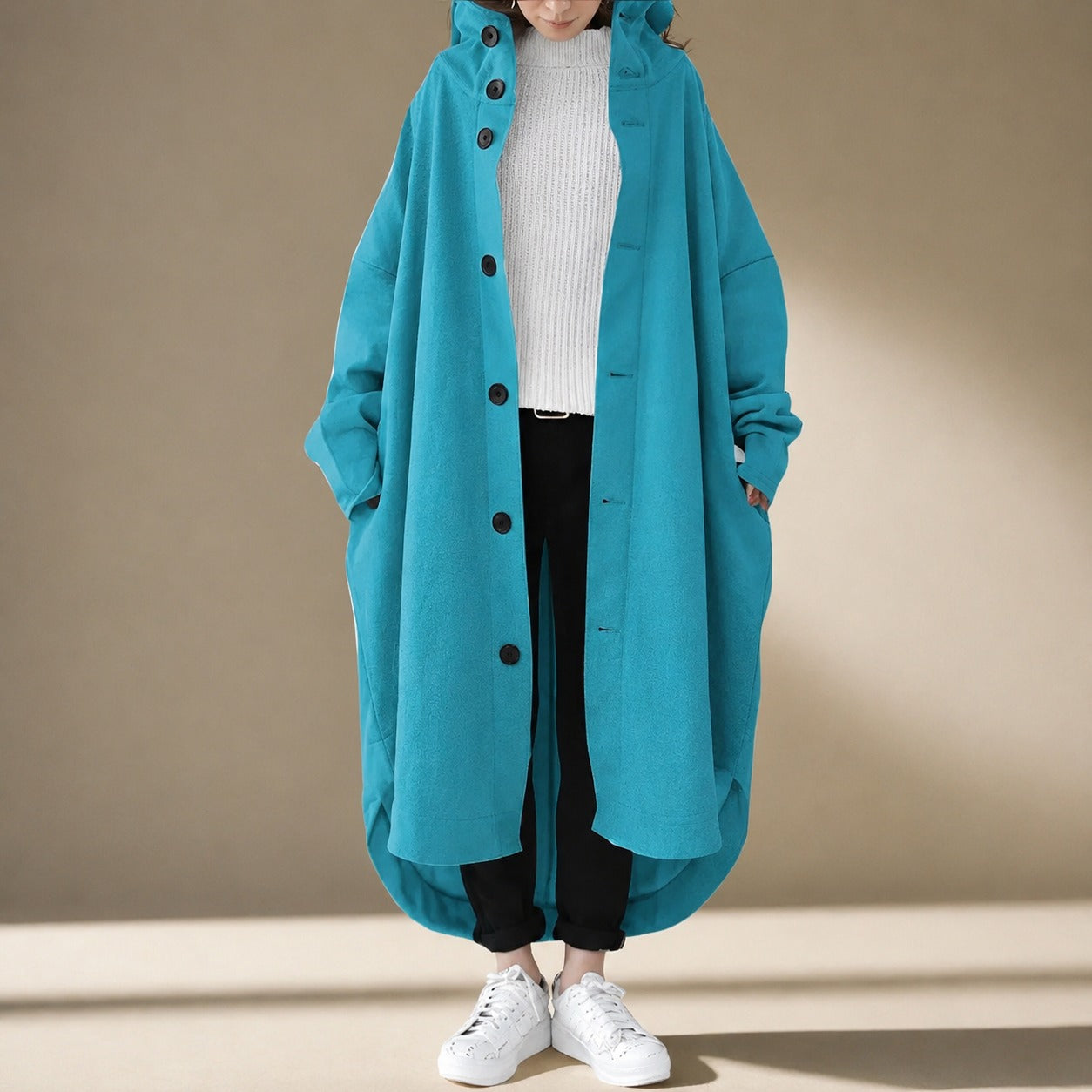 Jennica - Damen-Trenchcoat, lang und lässig geschnitten