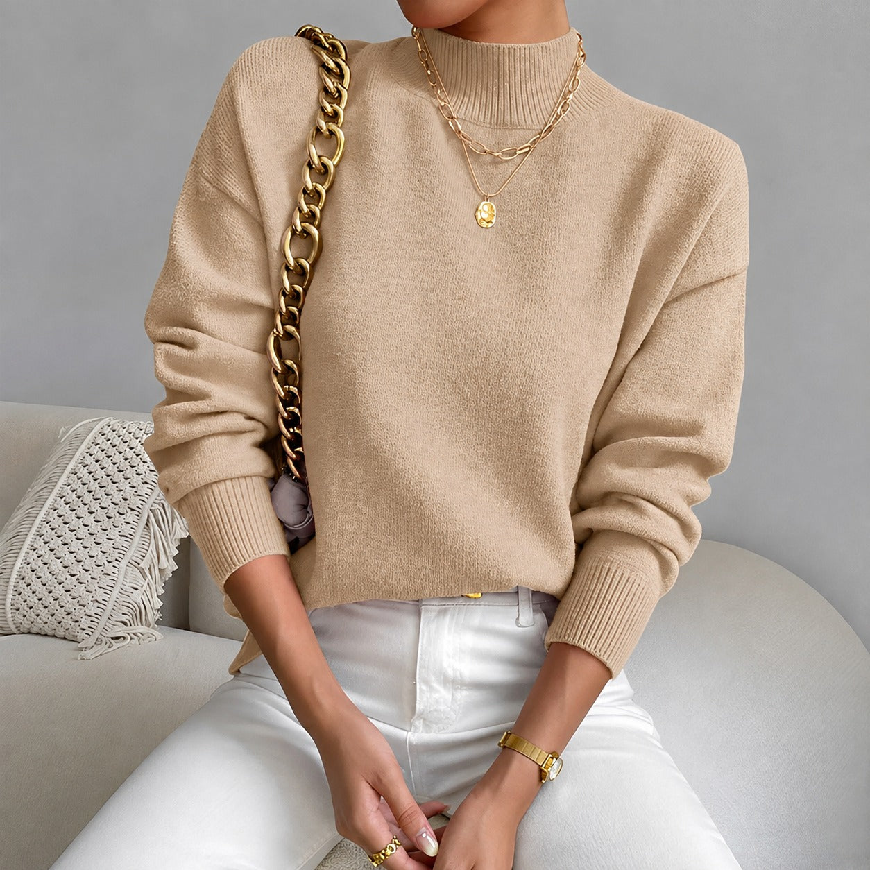 Roxana - Eleganter Damenpullover mit mittelhohem Kragen