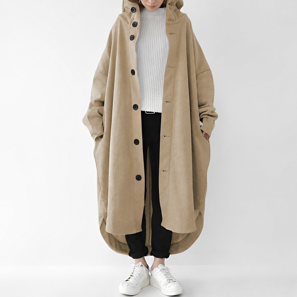 Jennica - Damen-Trenchcoat, lang und lässig geschnitten