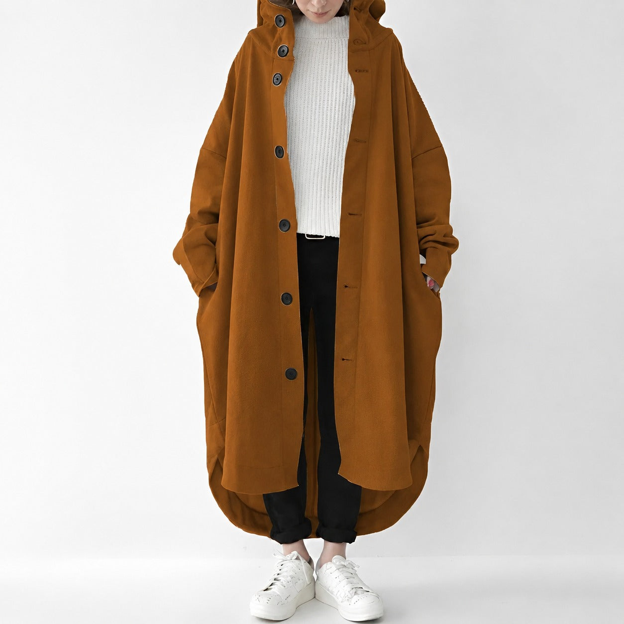 Jennica - Damen-Trenchcoat, lang und lässig geschnitten