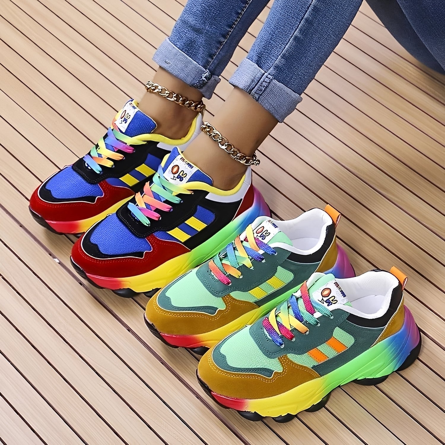 Erika - Komfortable Regenbogen-Schuhe