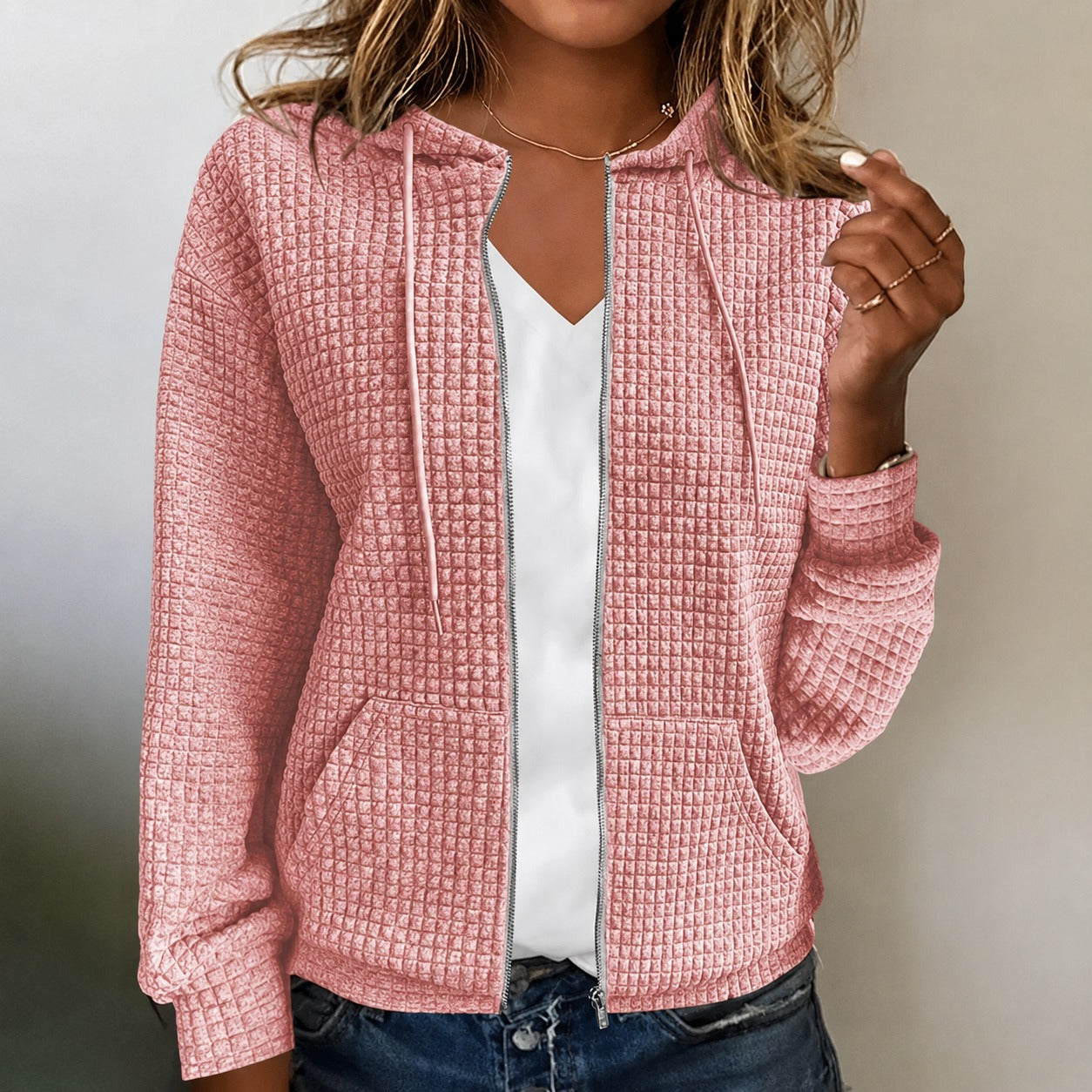 Kristel - Sweatjacke mit wabenartigem Muster