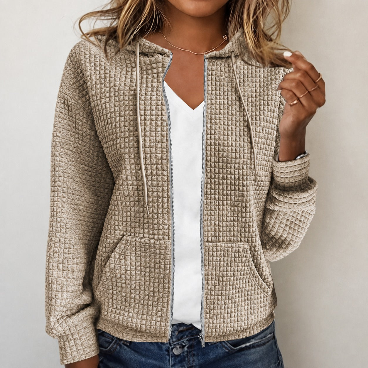 Kristel - Sweatjacke mit wabenartigem Muster
