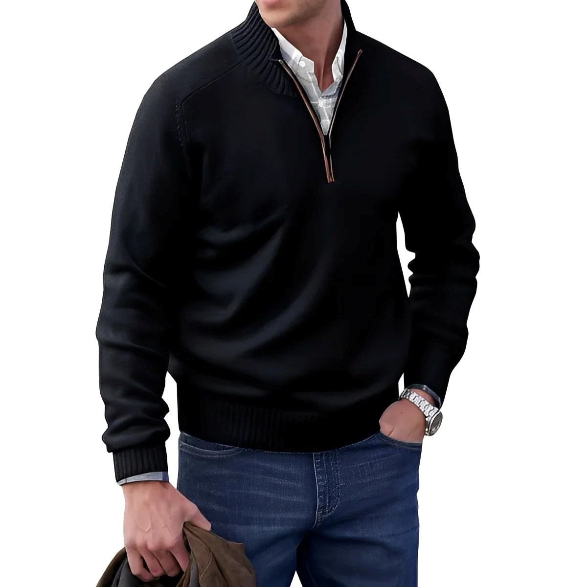 Gabriel - Komfortabler Herrenpullover mit Zipper