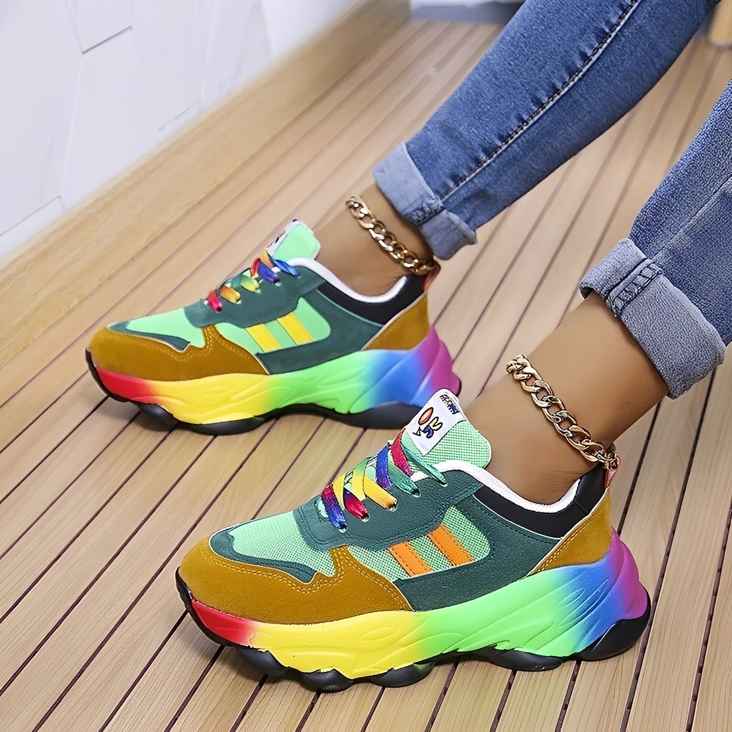 Erika - Komfortable Regenbogen-Schuhe