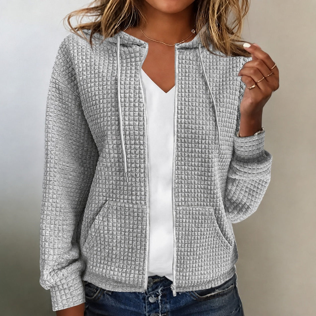 Kristel - Sweatjacke mit wabenartigem Muster