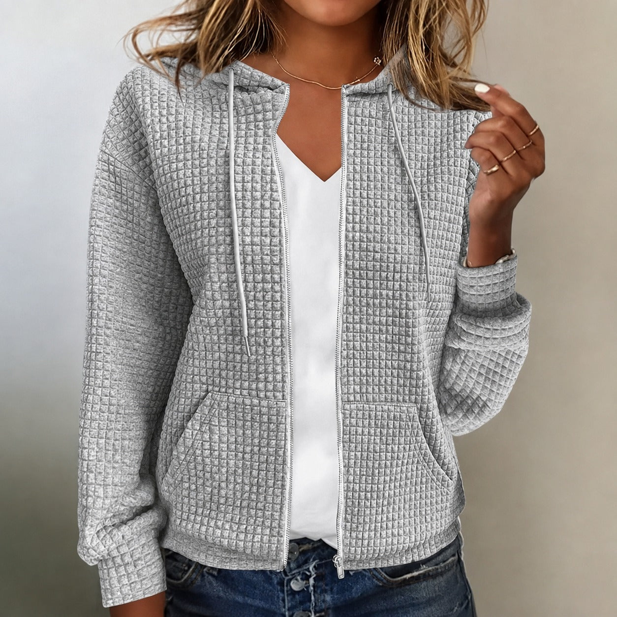 Kristel - Sweatjacke mit wabenartigem Muster