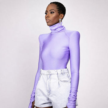 Ellery - Damen-Bodysuit mit Rollkragen und besonderen Schultereinsätzen