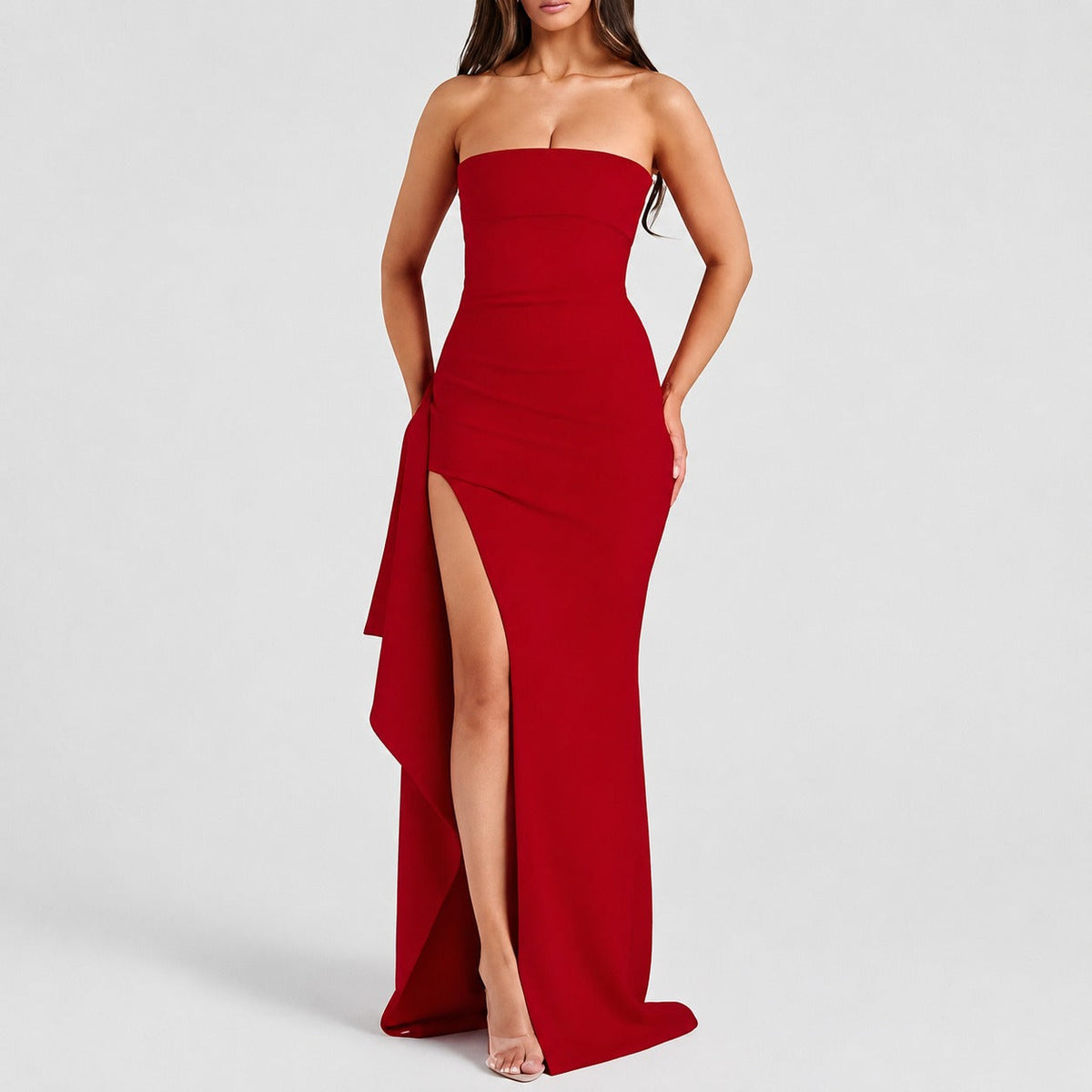 Aubree - Elegantes Kleid mit Rückenausschnitt und Schlitz für Damen