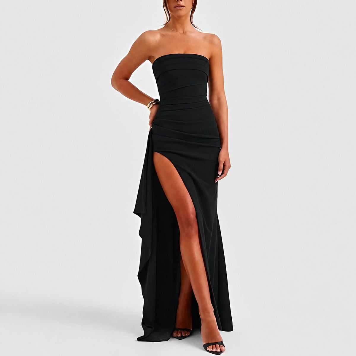 Aubree - Elegantes Kleid mit Rückenausschnitt und Schlitz für Damen