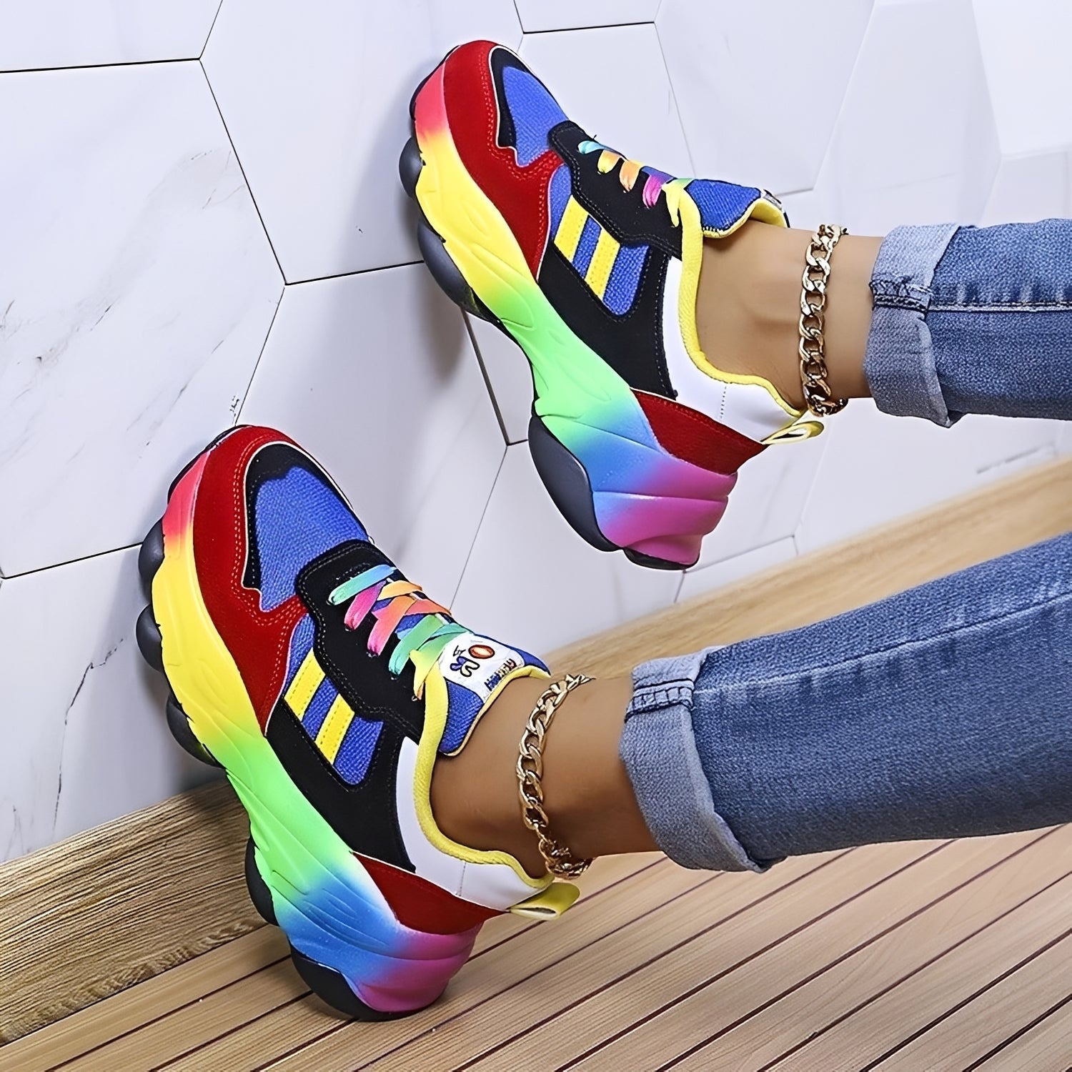 Erika - Komfortable Regenbogen-Schuhe