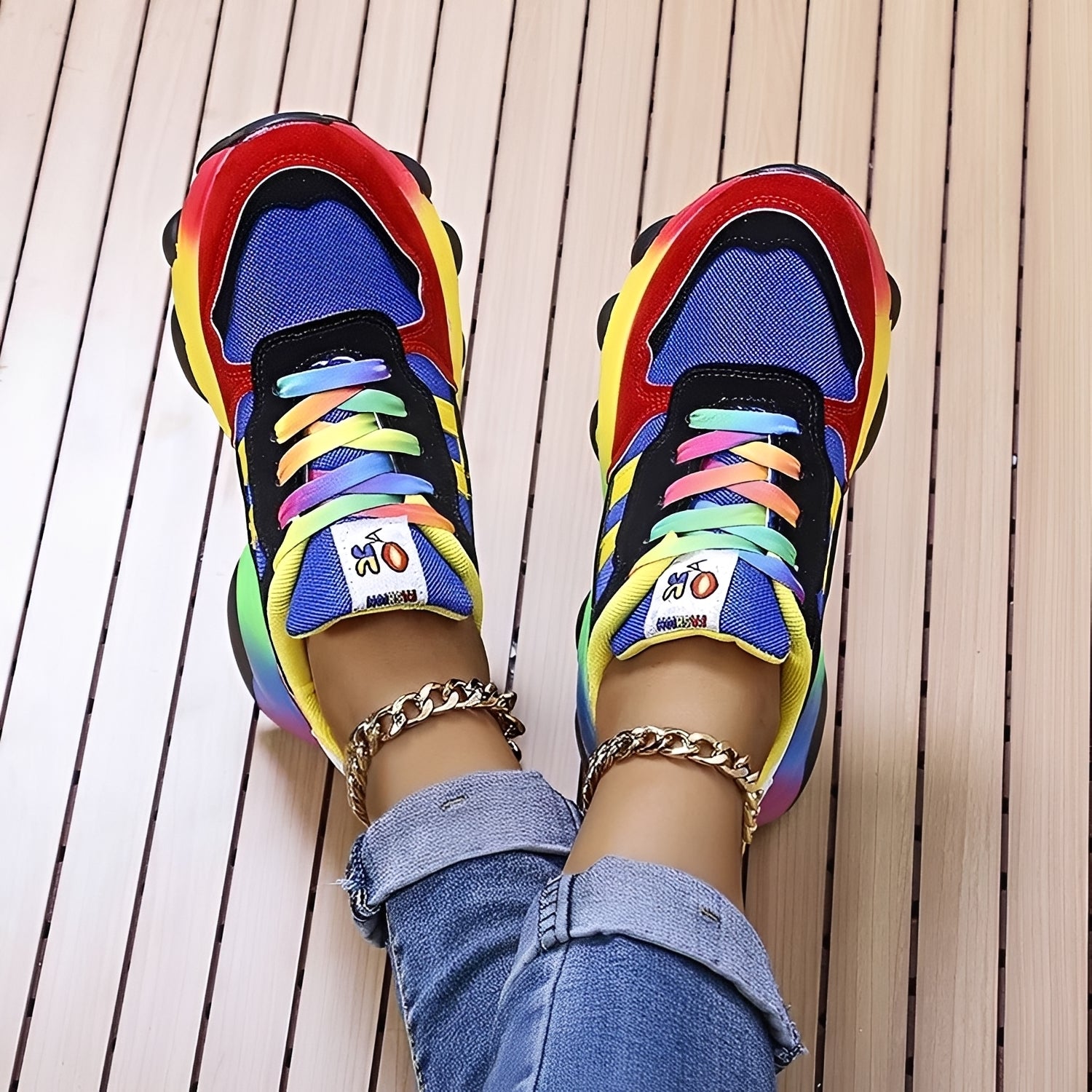 Erika - Komfortable Regenbogen-Schuhe