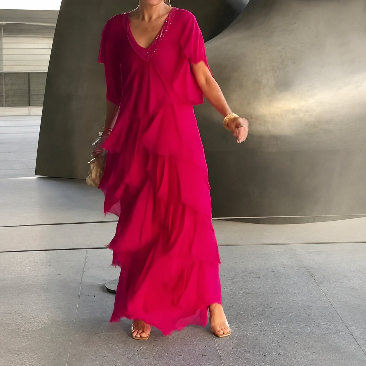 Riza - Elegant geschnittenes Plisseekleid