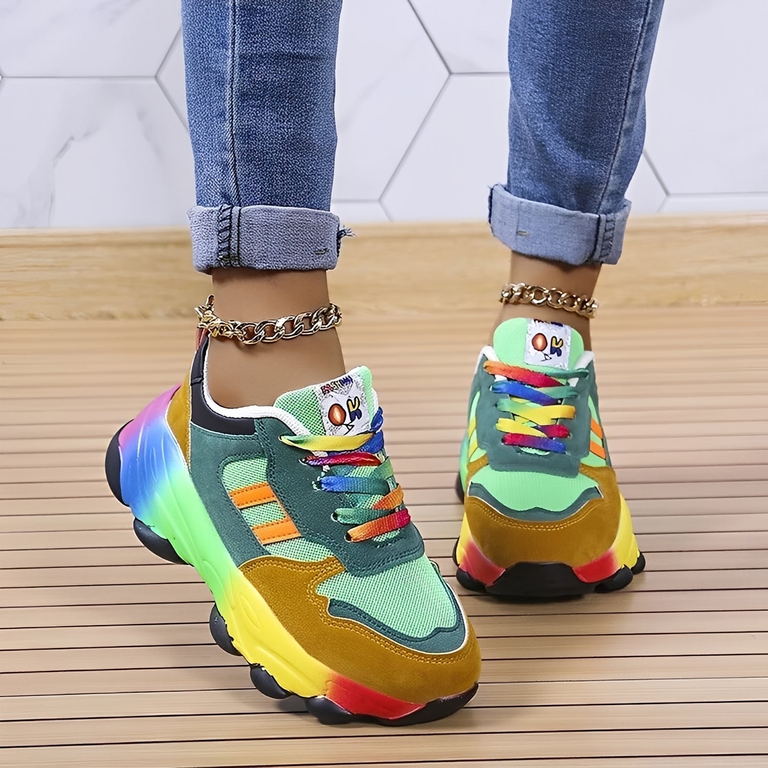 Erika - Komfortable Regenbogen-Schuhe