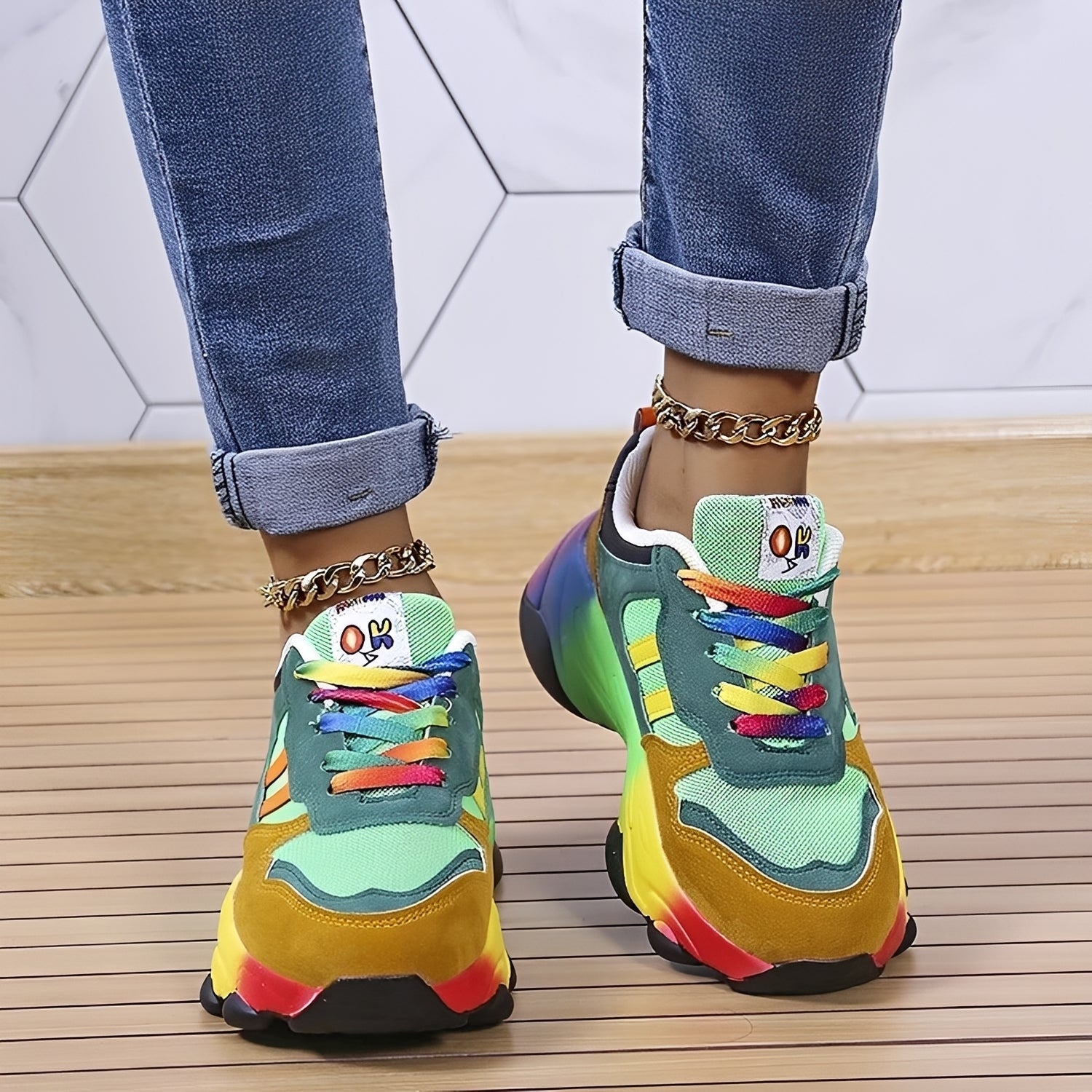 Erika - Komfortable Regenbogen-Schuhe