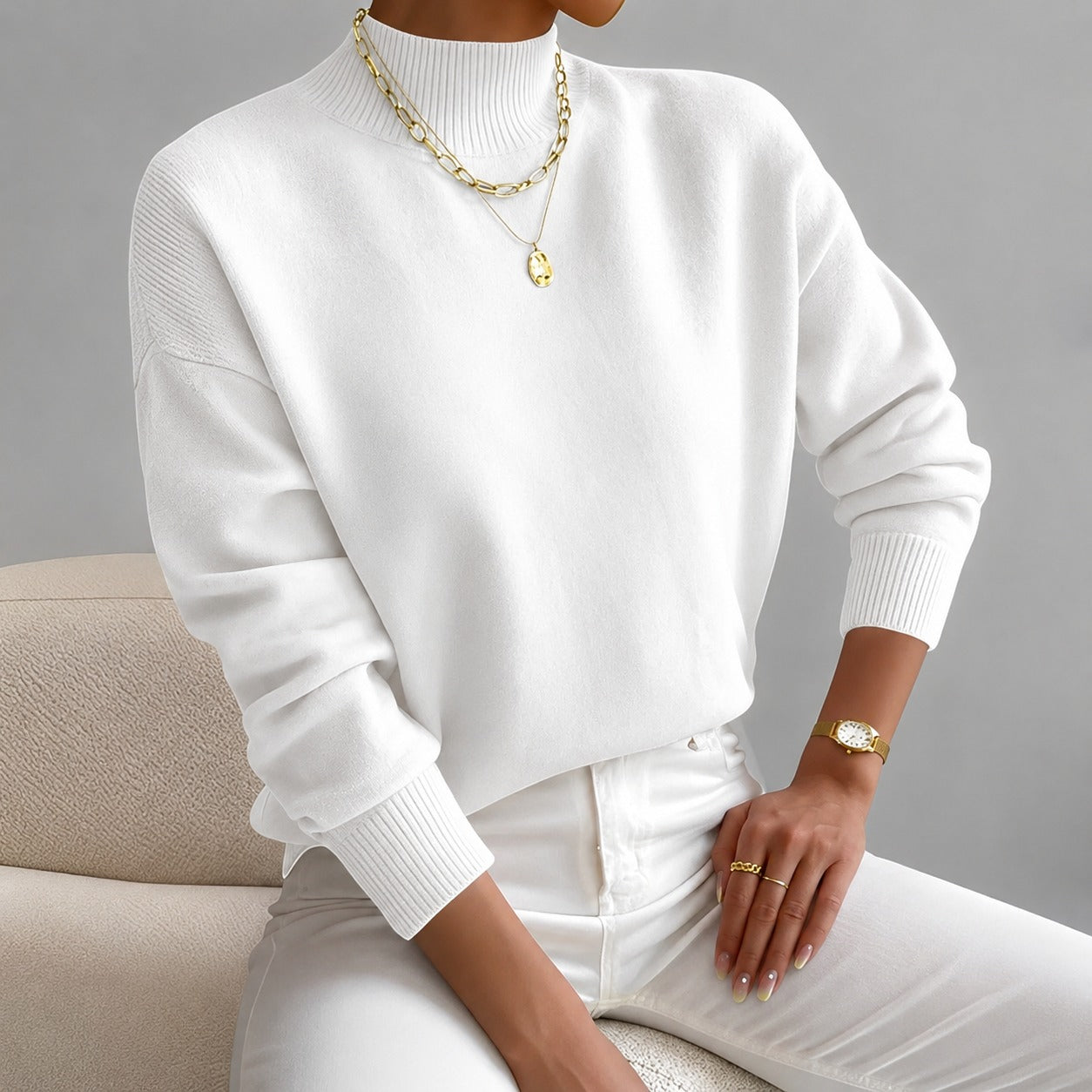 Roxana - Eleganter Damenpullover mit mittelhohem Kragen