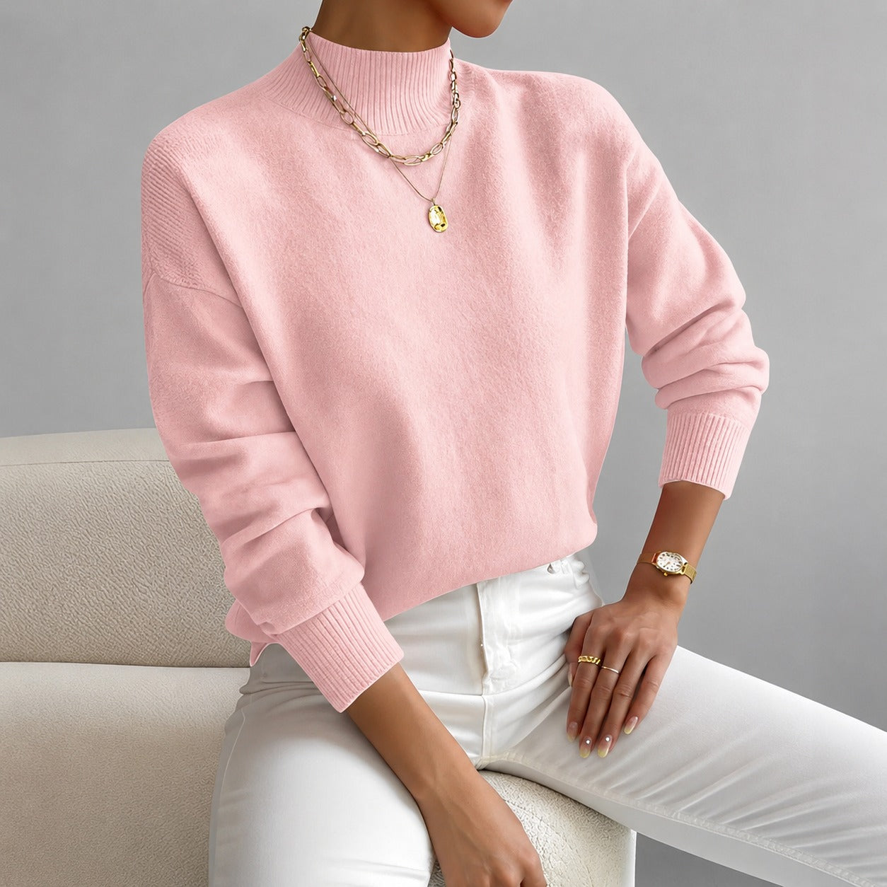 Roxana - Eleganter Damenpullover mit mittelhohem Kragen