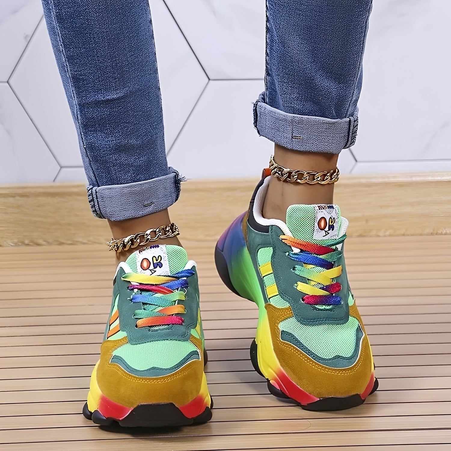 Erika - Komfortable Regenbogen-Schuhe