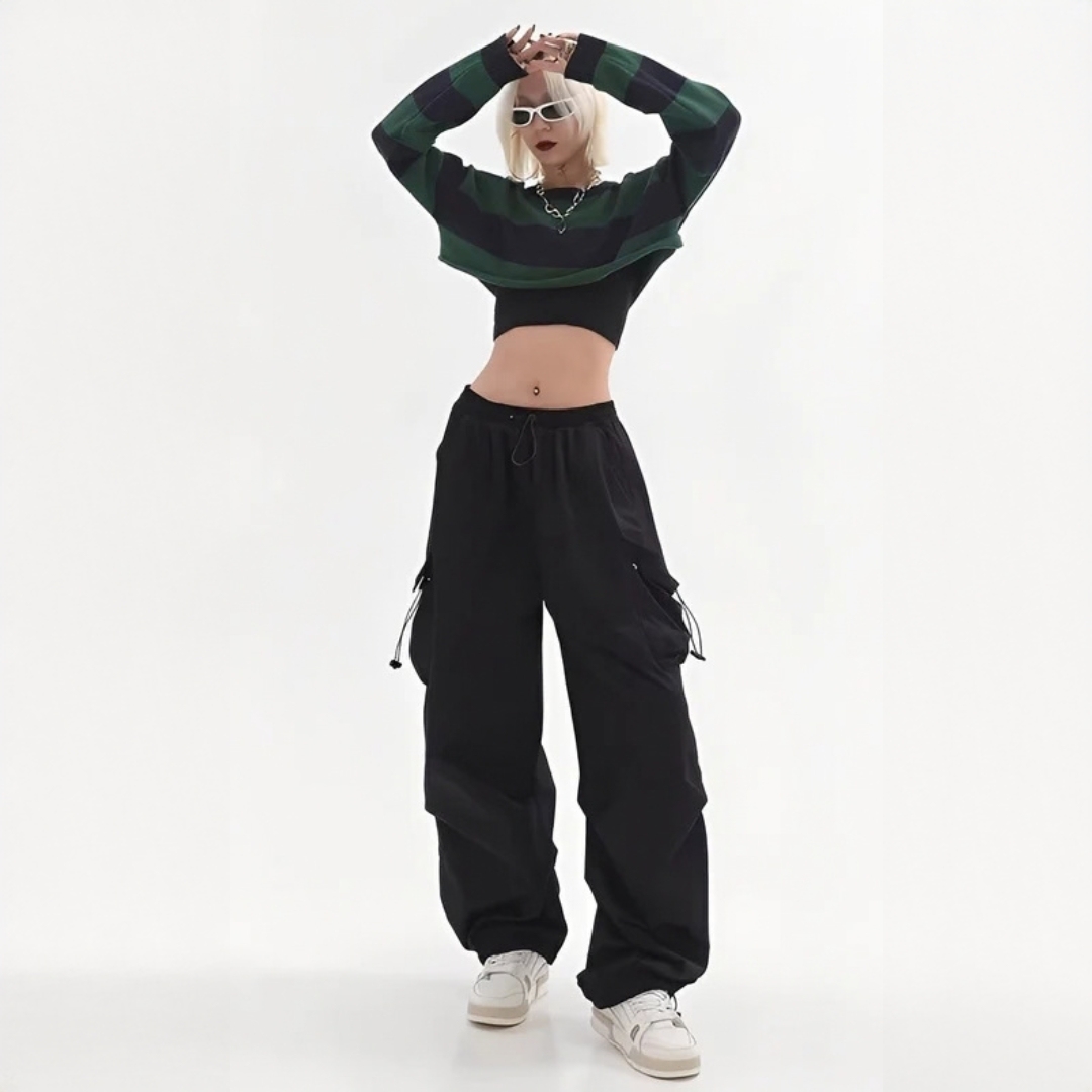 Aimée - Moderne Cargohose mit weitem Bein