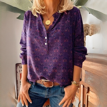 Bethany - Klassische langärmelige Bluse mit Muster