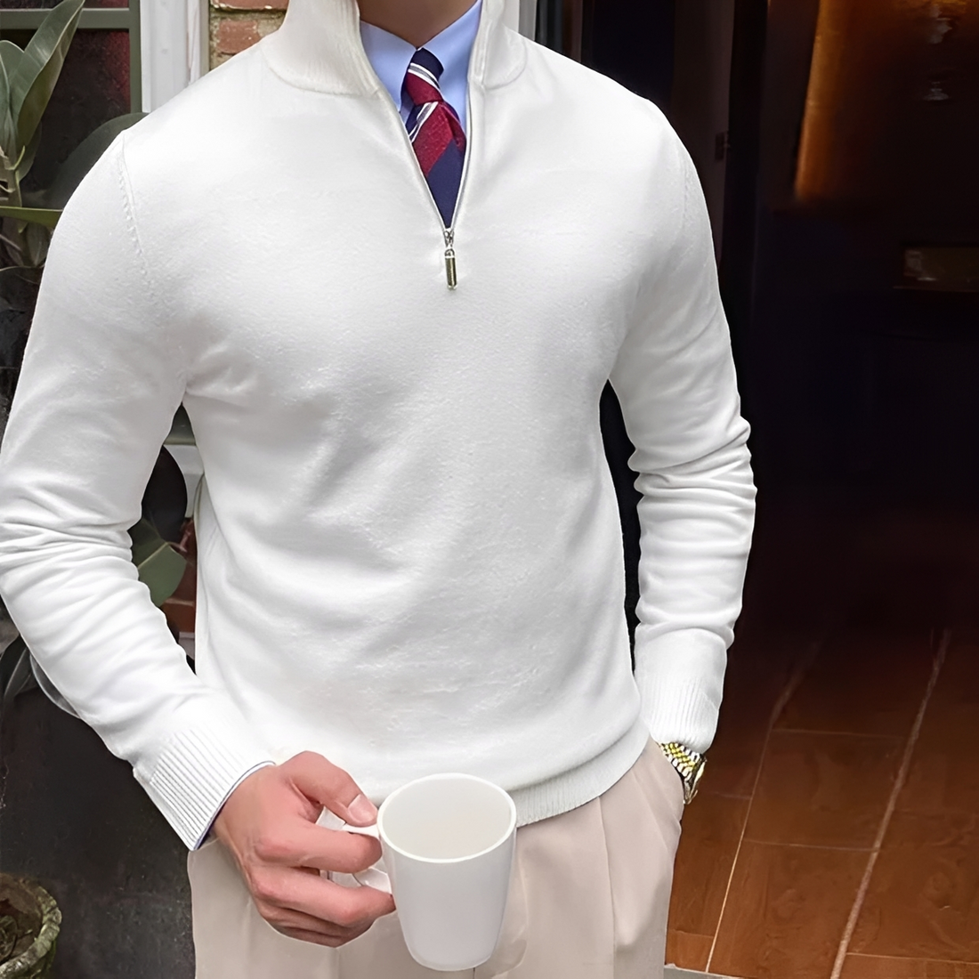 Sean - Bequemer Pulli mit halbem Reißverschluss