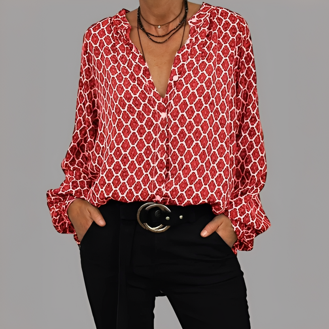 Lena - Stilvolle V-Ausschnitt-Bluse