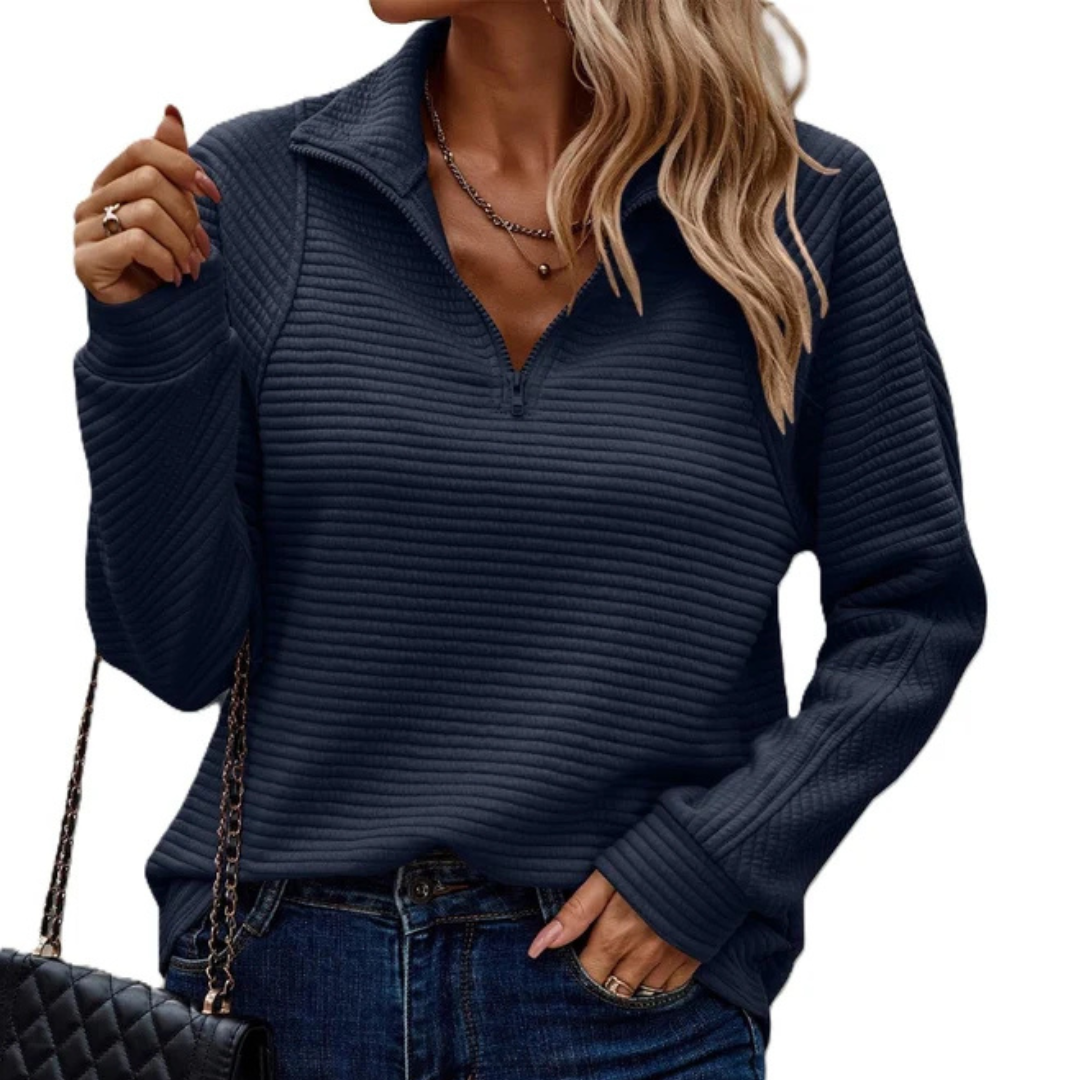Zennia - Bequemer Pullover mit halbem Reißverschluss