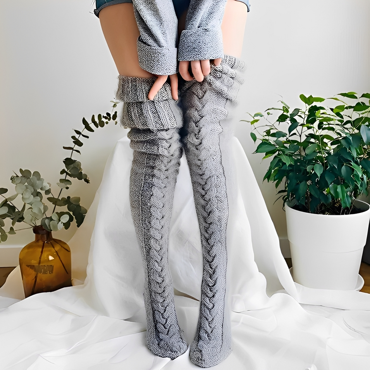 Hailee - Komfortable und wärmende Overknee-Socken