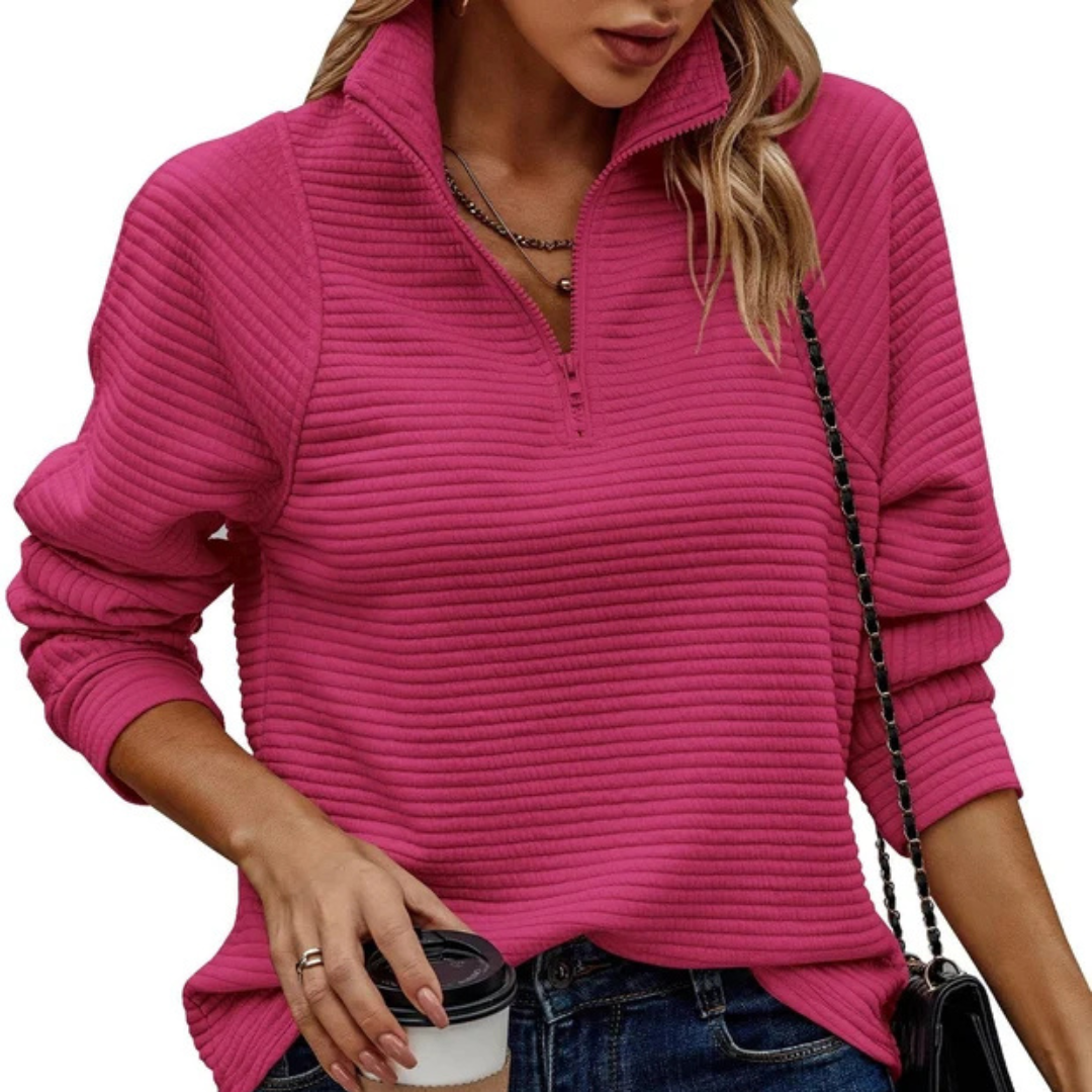 Zennia - Bequemer Pullover mit halbem Reißverschluss