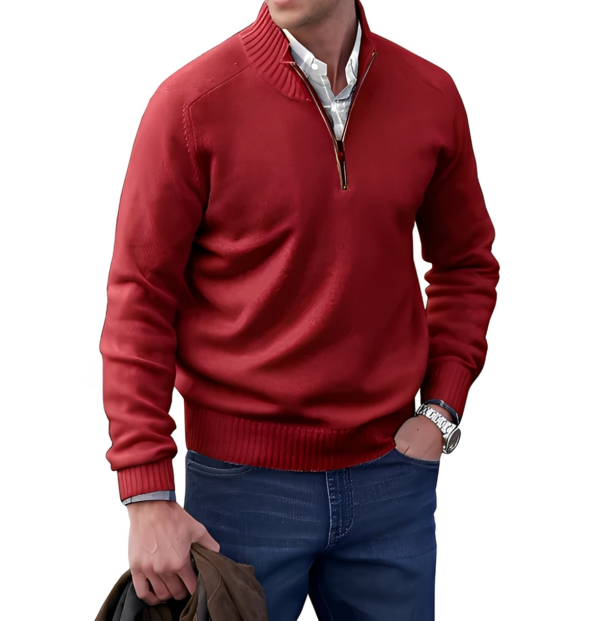 Gabriel - Warmer und bequemer Pullover mit Zipper am Kragen