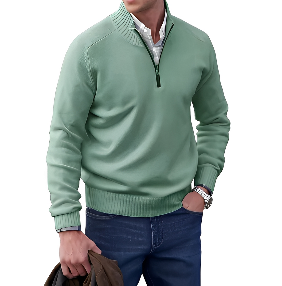 Gabriel - Warmer und bequemer Pullover mit Zipper am Kragen